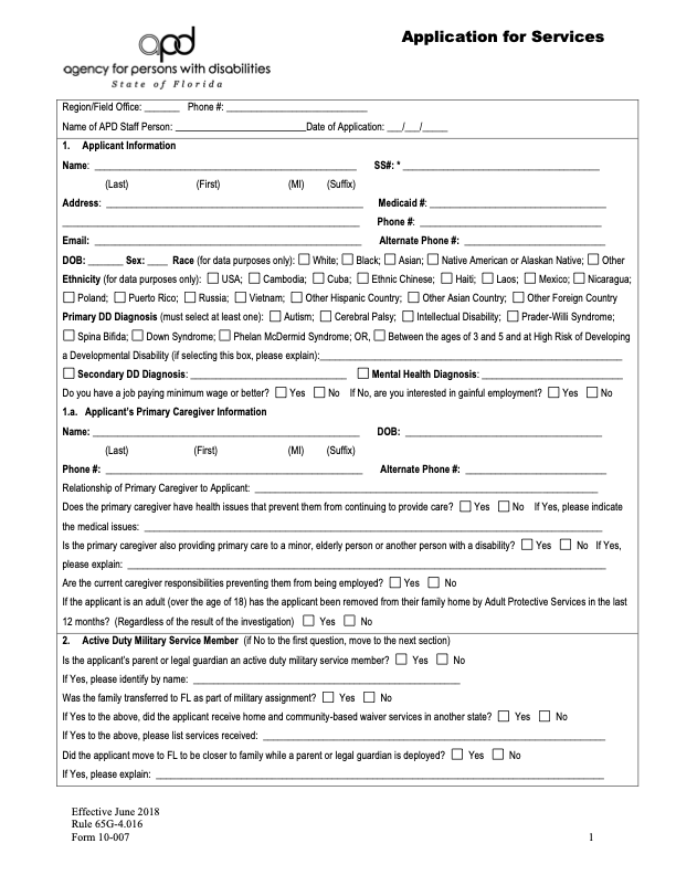 APD Application for Services