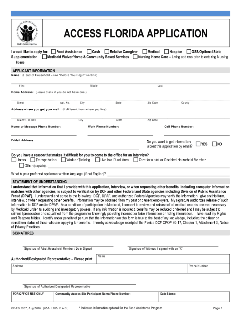 DCF Access Florida Application